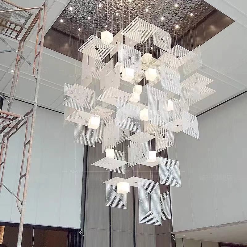 售楼部沙盘吊灯定制艺术造型灯亚克力透光板灯工程楼梯创意简约