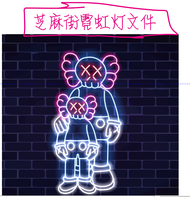 芝麻街霓虹灯文件骷髅鬼头霓虹灯单线文件元素模板