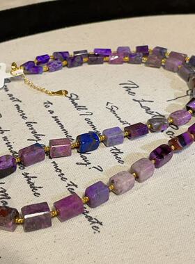 南非舒俱来幻彩四棱珠项链s925/45cm（桥霜）AZB11377