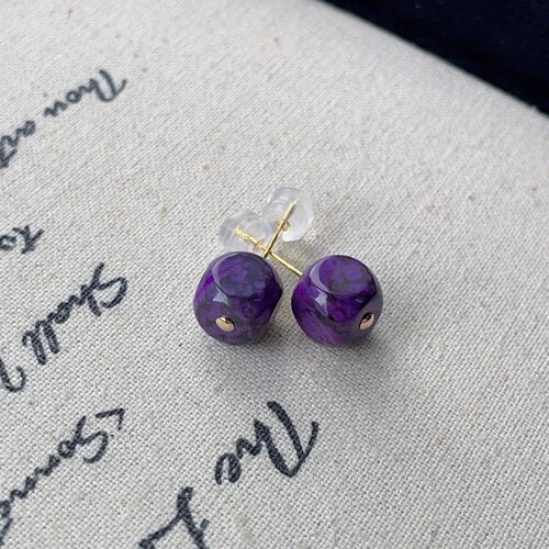 南非舒俱来帝王紫魔方耳钉18k（晚景）孤AZB13797
