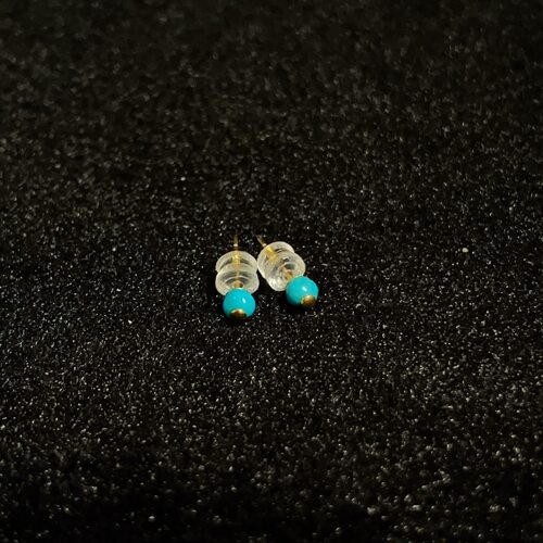 美松随形绿松石耳钉/s925/AZB16826/3mm(橘奈)