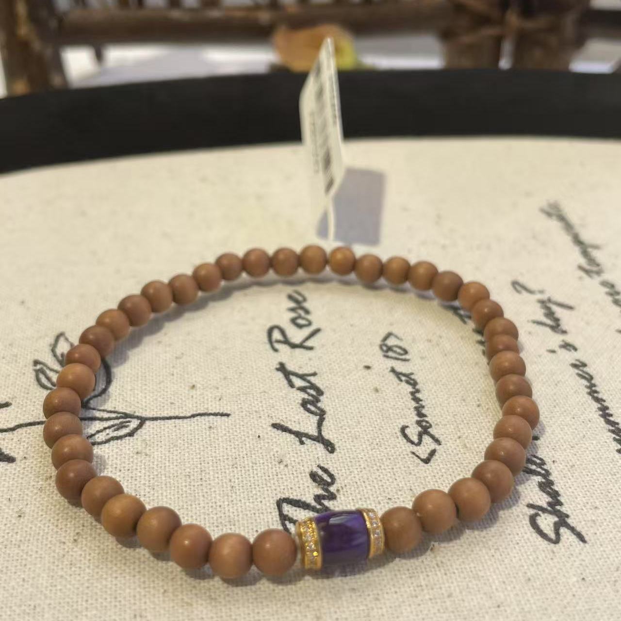 舒俱来高阶紫罗兰桶珠老山檀手串18k/16cm（抱朴）AZB7032