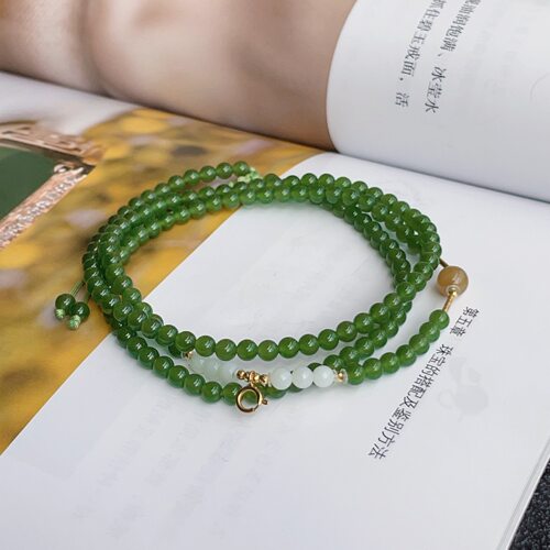 Z俄料苹果绿和田玉项链18k/4mm/60cm/AZB17723