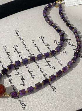 南非舒俱来泥地帝王紫四棱珠南红圆珠项链/40cm（玉树）AZB11072