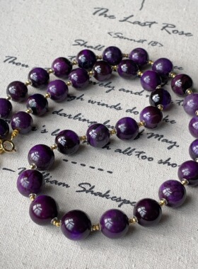 南非舒俱来泥地桶珠樱花紫玉化貔貅项链18k/45cm（然泽）AZB12533