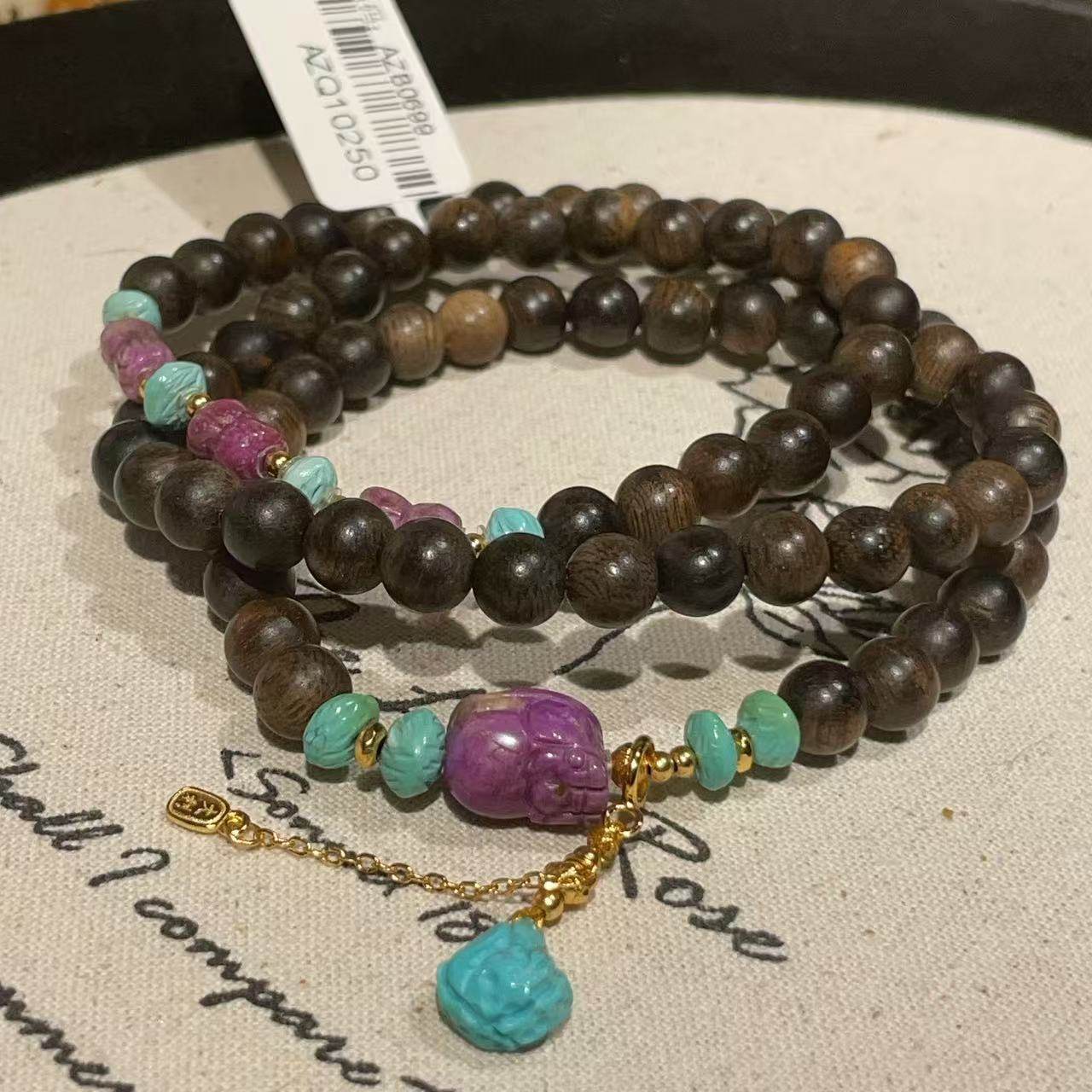 沉香紫奇楠0.6桃红并蒂莲绿松三圈S925（若双）AZQ10250,饰品/流行首饰/时尚饰品新,沉香,淘宝优惠券,粉丝福利购,淘宝优惠卷