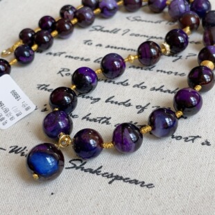 君川 45cm AZB12109 18k 南非舒俱来皇家紫圆珠项链