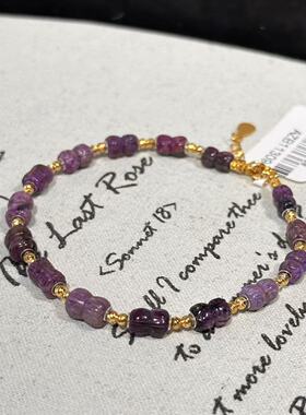 南非舒俱来酱红并蒂莲手链/s925/16cm（蕙风）AZB11309