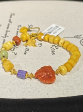 舒俱来皇家紫桶珠南红蜜蜡手串S925（柔怡）AZB11669