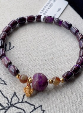 南非舒俱来桃红桶珠翡翠手串S925（鲤素）AZB12386