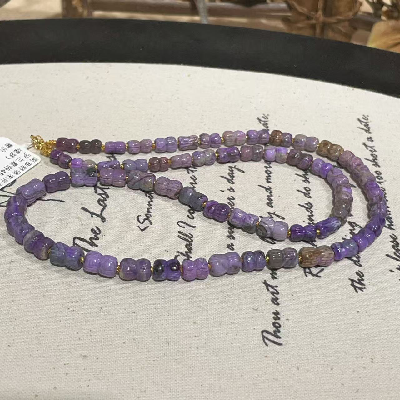 南非舒俱来并蒂莲紫罗兰素链45cm/18k(墟梦)AZB10061