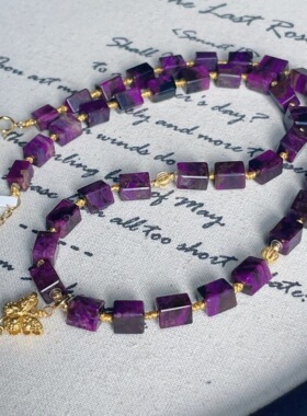 南非舒俱来红丝绒四棱珠项链18k/38cm（如琢）AZB12656