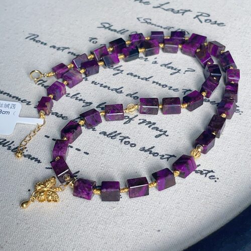 南非舒俱来红丝绒四棱珠项链18k/38cm（如琢）AZB12656