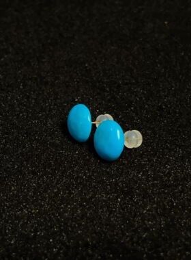 18k金美松籽料绿松石耳钉/18k/AZB16819/12mm(青叙)