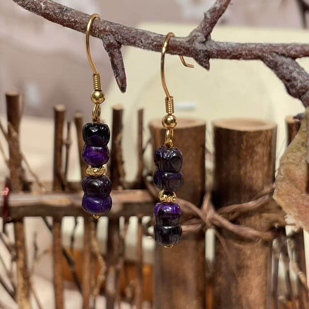 南非舒俱来帝王紫并蒂莲耳钩s925（净渊）AZB9900,珠宝/钻石/翡翠,手饰,淘宝优惠券,粉丝福利购,淘宝优惠卷