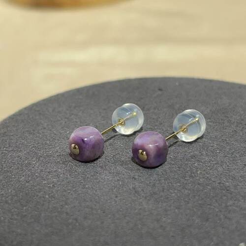 南非舒俱来樱花紫魔方耳钉18k（凤箫）AZB9950