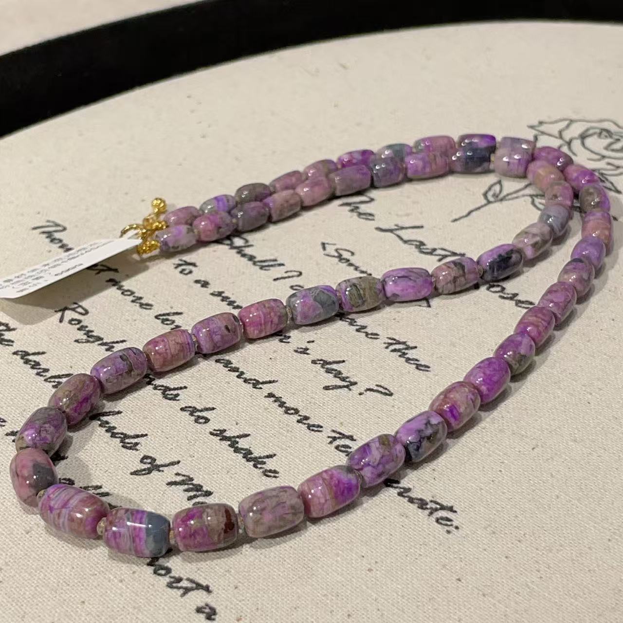 南非舒俱来泥地樱花粉桶珠项链18k/45cm（宝善）AZB10233