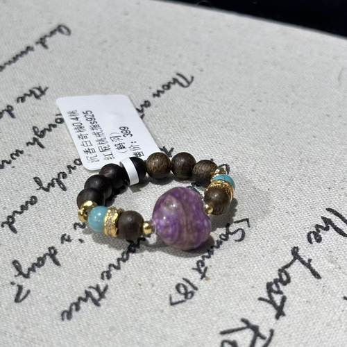 沉香白奇楠0.4桃红屁桃戒指s925（鹤羽）ABQ10249