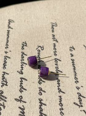 舒俱来帝王紫片片珠耳钉/18k(衔山)AZB7586