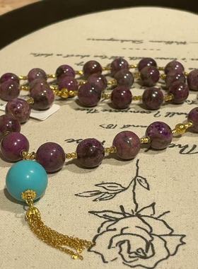 南非舒俱来酱红圆珠绿松圆珠吊坠项链18K/40cm（芮诗）AZB11203