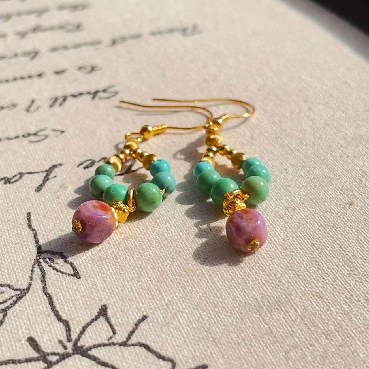 南非舒俱来樱花紫魔方绿松耳钩S925（若棠）AZB10769,珠宝/钻石/翡翠,颈饰,淘宝优惠券,粉丝福利购,淘宝优惠卷