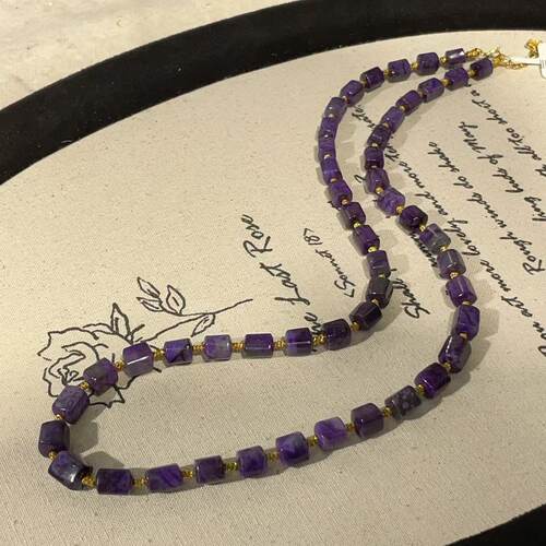 南非舒俱来皇家紫四棱珠项链/18k/45cm（西华）AZB11658