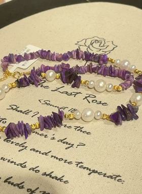 南非舒俱来幻彩碎碎石珍珠项链s925/40cm（锦汐）AZB11174