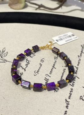 南非舒俱来夹层红丝绒四棱珠手链S925/16cm(拾墨）AZB7769