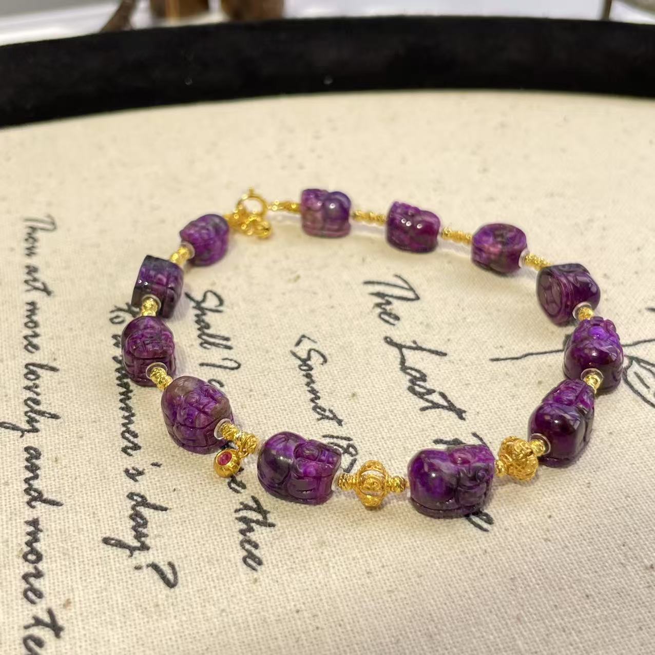 舒俱来貔貅红丝绒手链18k/16cm/约5*7.5mm+/AZB6758（缎茸）