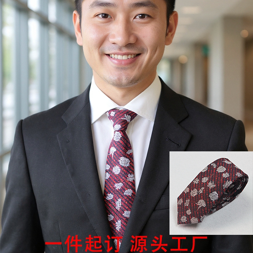 东方航空新款机长乘务员男士拉链免打易拉得懒人酒红色领带花朵