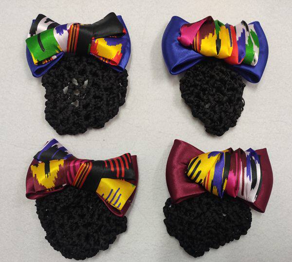 新疆艾德莱斯花纹头花发饰发网兜发夹 无标记民族风职业装发夹网