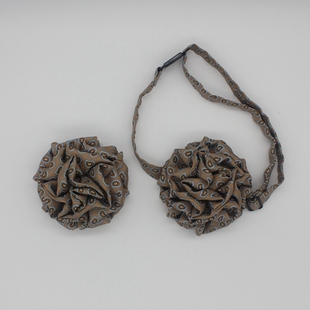 腰果花图案无标记农商银行信用社邮储城市商业银行胸花领花咖啡色