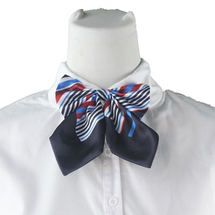 邮储银行信用社农商银行无标记蓝色蝴蝶结领花免打丝巾花设计定做