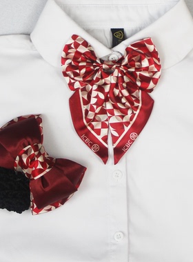 中国工商银行广东省深圳分行版头花发夹领花蝴蝶结仿真丝涤丝印花