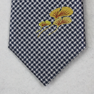 四川省农商银行信用社金色银杏树叶拉链领带免打结易拉得懒人领带