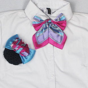 云南交投集团高速公路收费站职业装领花蝴蝶结免打丝巾花头花发夹