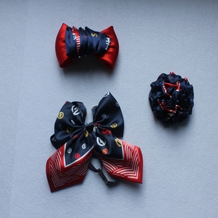 交通银行职业装发夹头花发网兜女职业装蝴蝶结领花胸花定制设计