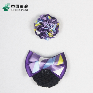 黑龙江哈尔滨邮政公司紫色无标记别针胸花领花头花发夹邮储银行