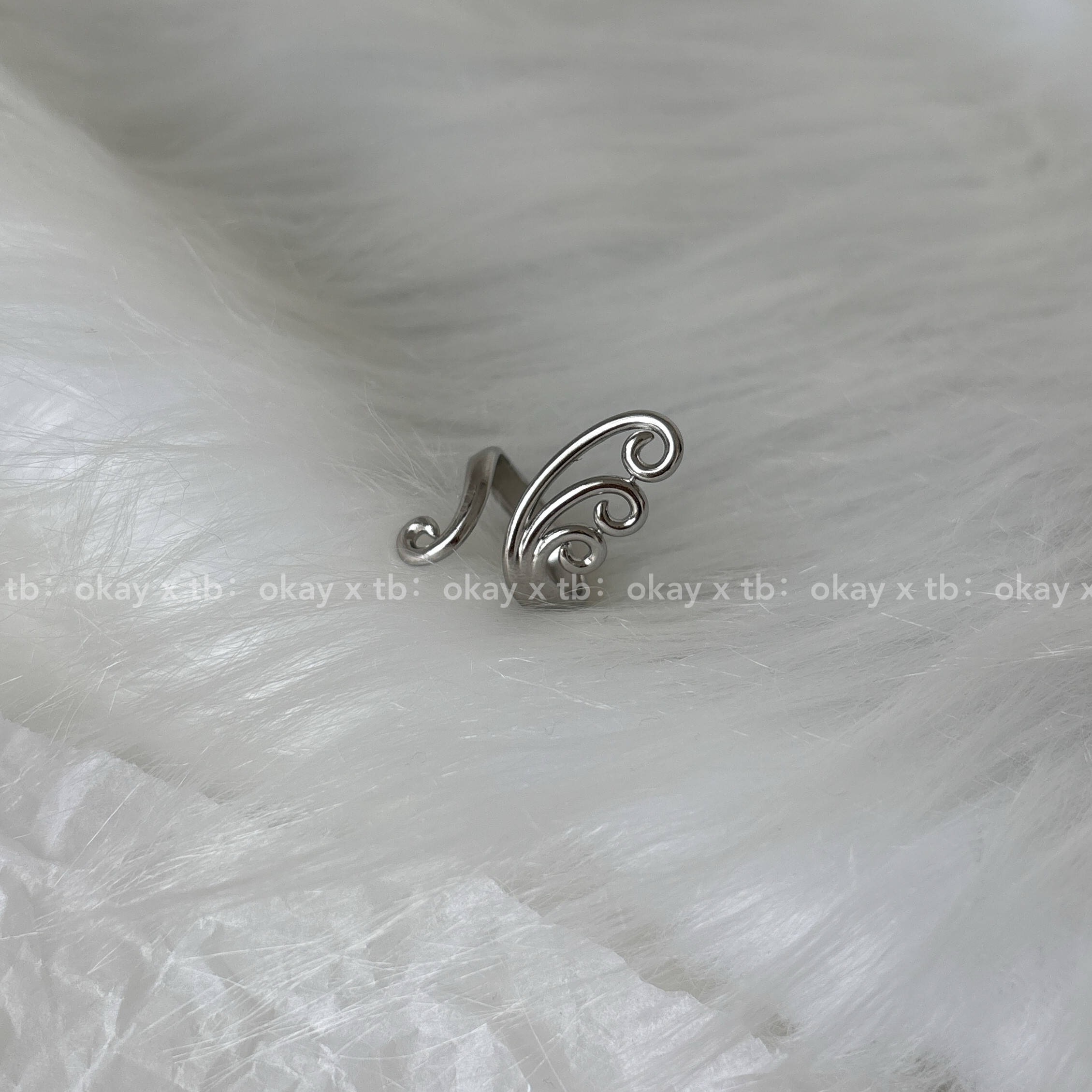 thumbnail for OKAY X Niche Design, Exaggerated Shaped Wing Opening Ring, Unique Vintage Layered Ring Titanium Steel Jewelry