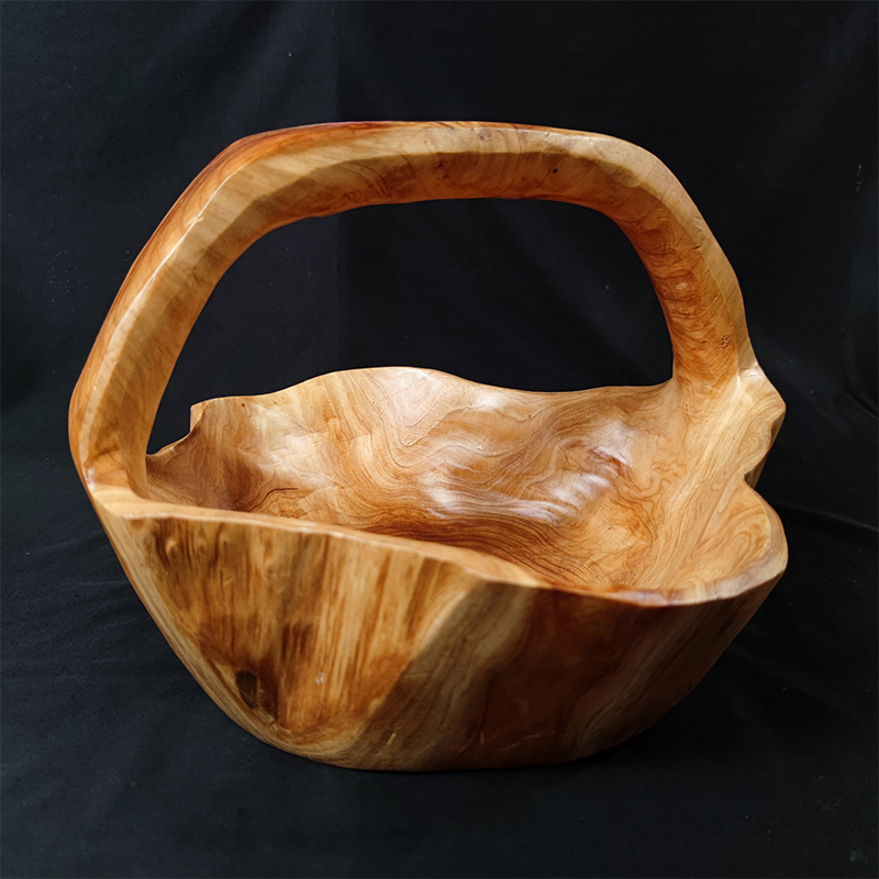 实木根雕提篮客厅茶几家用水果篮