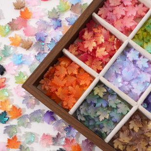 枫叶琉璃树叶散珠串珠手工diy手链钥匙扣手机链挂件饰品材料配件