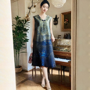 上久楷敦煌丝路宋锦面料连衣裙真丝桑蚕丝布料成衣手工定制裁缝店