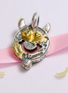 18k金爱心情侣银吊坠定制礼物