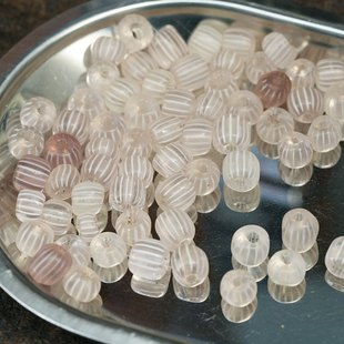 【溪迟】非洲贸易琉璃珠 醋栗珠 分色条纹米珠 7mm老琉璃珠