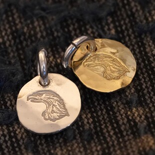 【溪迟】larry smith 鹰头银饼吊坠925纯银 鹰头吊牌挂件 项链