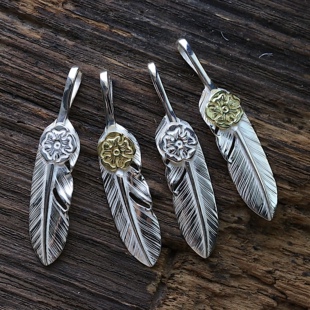 【溪迟】 鹫见太郎 S素毛 925银 点蔷薇花印台 18K金 吊坠 日潮