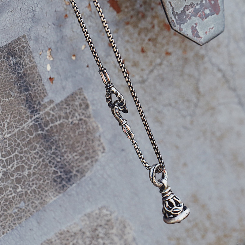 【溪迟纯银项链潮流s925纯银复古