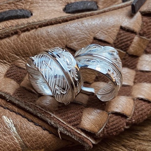 【溪迟】鹫见太郎 半唐草羽毛戒指 飞行羽毛  925银戒指