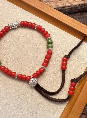 【溪迟】codygoros琉璃珠S925银 红绳手串男女情侣手链护身符手绳