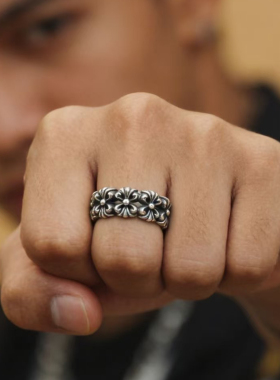 【溪迟】LoneOnes Chrome经典鸢尾花 朋克指环潮流美式925银 戒指